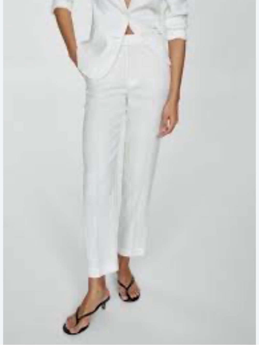 NWT Mango White High-Rise Suit Trousers 100% Linen SZ 2 US